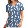 Women's T-shirt V-neck Nurse Uniform Casual and Comfortable Short Sleeved Women's Dreamy Printed T-shirt