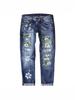 Damskie europejskie i amerykańskie wąskie dżinsy z nadrukiem