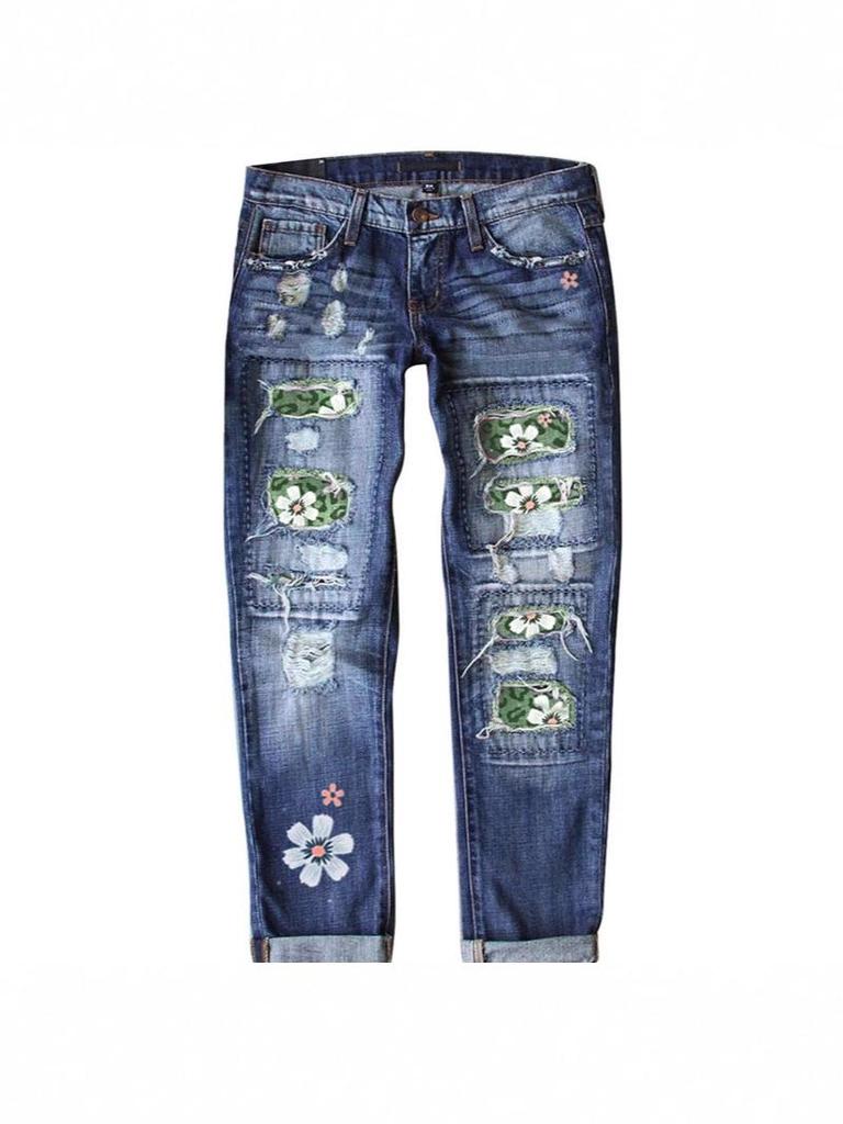 Damskie europejskie i amerykańskie wąskie dżinsy z nadrukiem