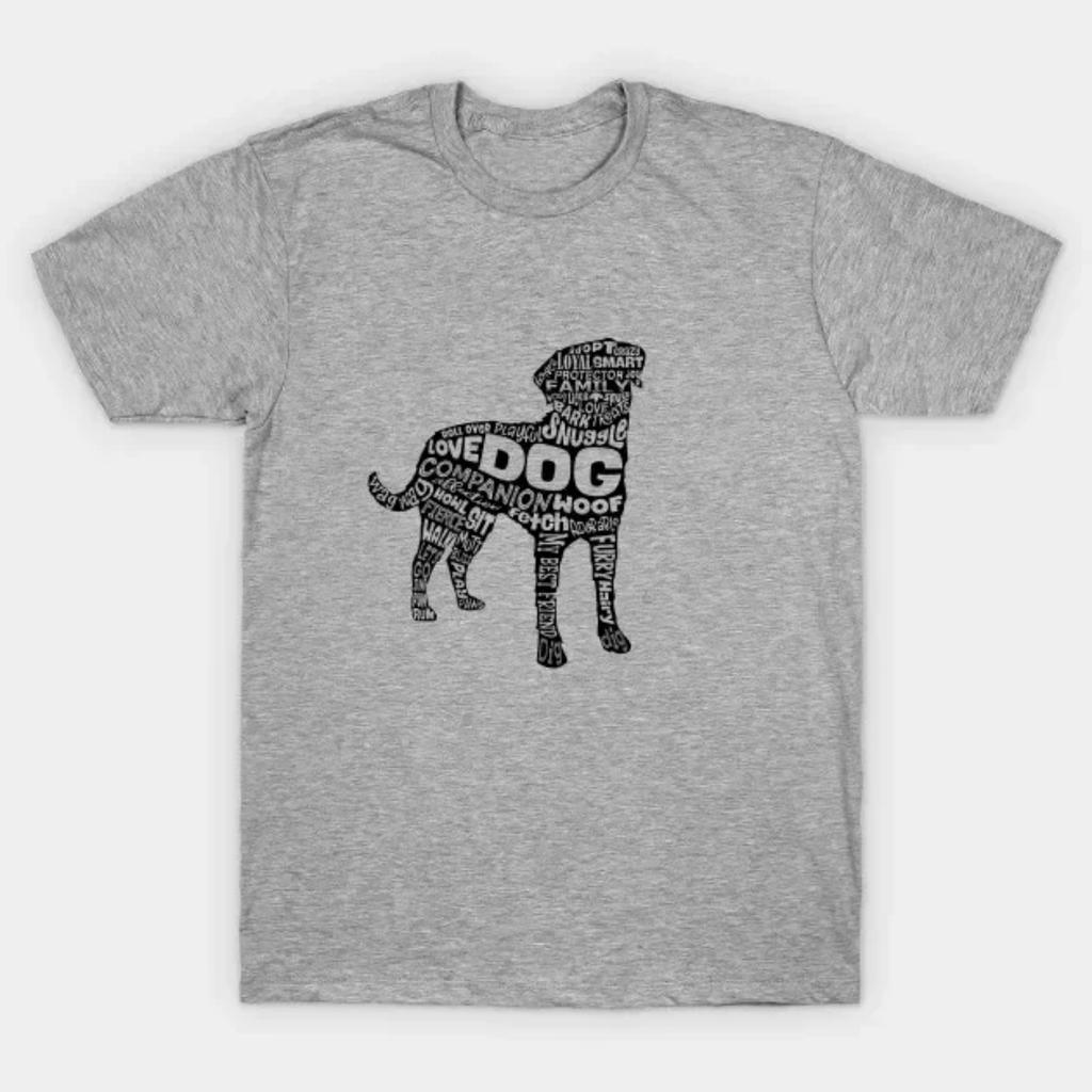 Dog Silhouette Word Cloud Dog Lovers Gift T-Shirt 100% Cotton O-Neck Summer Short Sleeve Casual Mens T-shirt Size S-3XL