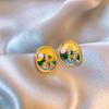 Monet Garden Purple Baroque Pearl Earrings - Vintage Style, Luxury Women's Studs