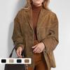 Women's Retro Suede Blazer, Casual Loose Single-Breasted Long Sleeve Office Coat