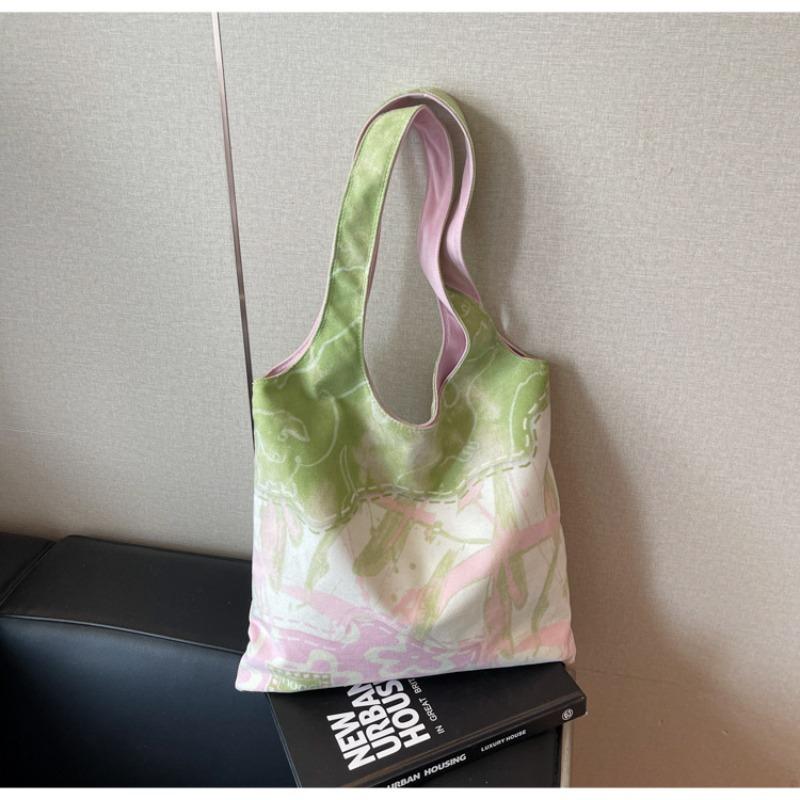 

Новая холщовая сумка летняя свежая иллюстрация сумка через плечо большой вместимости студенческая сумка женская сумка-тоут сумка-тоут розовый зеленый