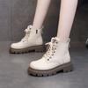 2025 Fashion Versatile New Internet Celebrity Locomotive Boots Martin Boots Women's Soft Leather Thick-soled British Velvet Short Boots