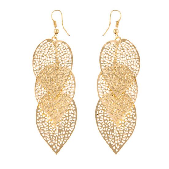 Fashion Women Hollow Leaf Shaped Drop Dangle Hook Earrings Party Jewelry Gifts
