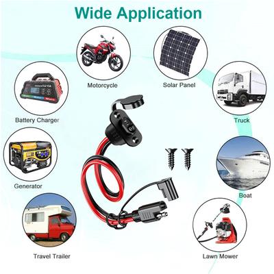 12 AWG Stromanschluss Seitenwandanschluss Kompatibel mit SAE Schnellanschluss Solarmodul Wetterfest für Generator Batterieladegerät