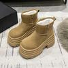 Fashion 10CM Women Snow Boots Non-slip Winter Warm Plush Short Boots Thick Fur High Platform Ankle Boots Suede Leather Chunky Sneakers