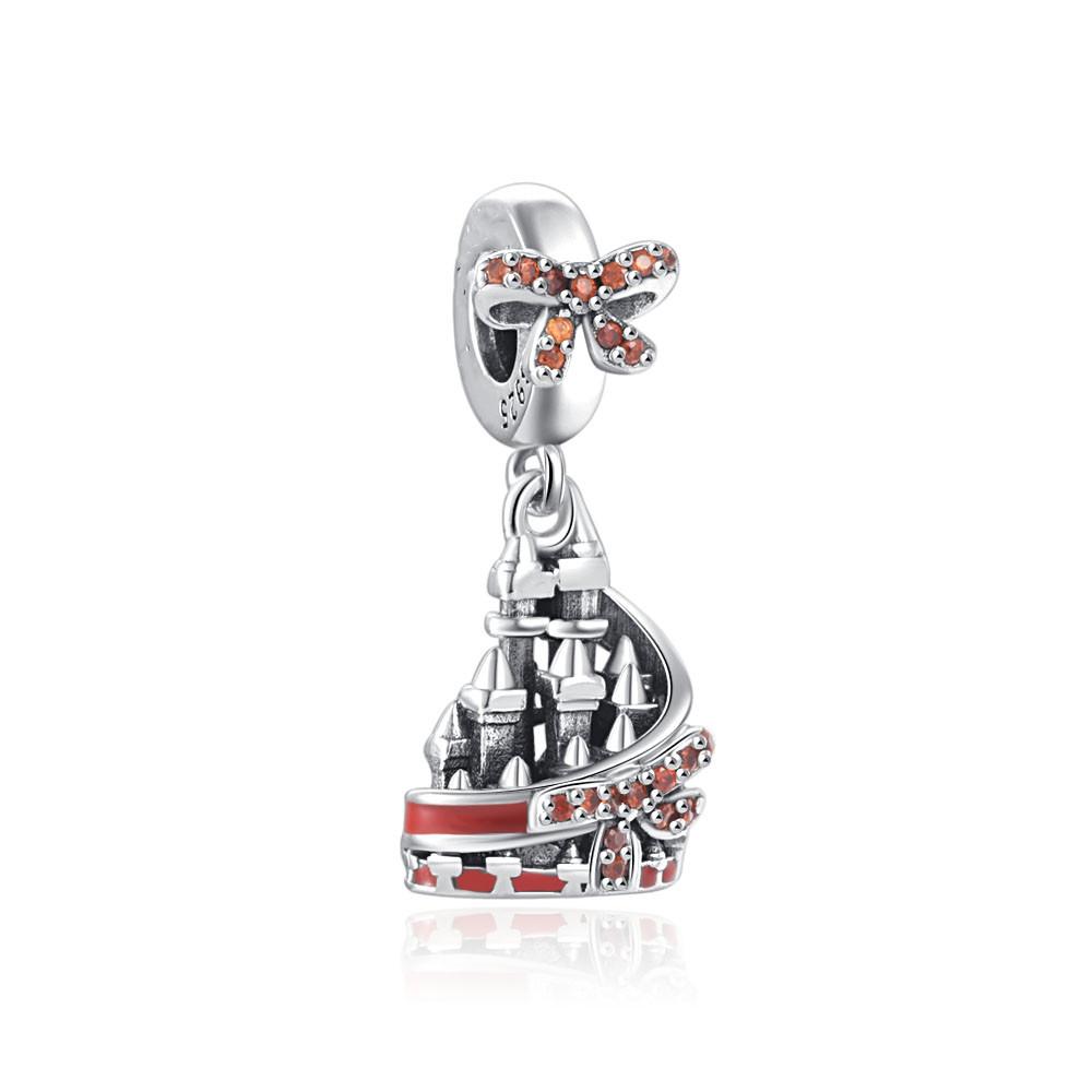 Miniso Disney Flower Fairy Castle Bow Charm Silver 925 Fine Jewelry For Women Original Bracelet Beads New