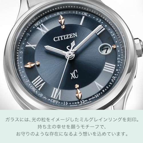 Citizen ES9490-61L Women's Cross Sea Eco-Drive Radio-Controlled Watch, Water Resistant, Navy Blue, Hikari Collection, Silver