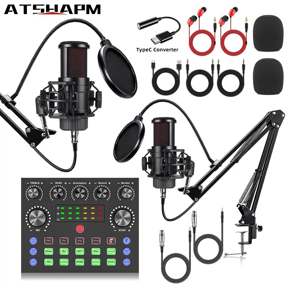 G8 Dual Condenser Microphone Set with V8S Sound Card for Mobile & PC Live Streaming