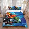 Monster Trucks Action Print 3Pcs Bedding Set,Duvet Cover with 2 Bedro,Pillowcase Home Birthday Gift