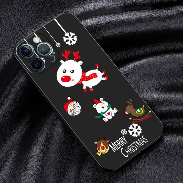 Case For Apple iPhone 14 13 11 12 Pro 7 XR X XS Max 8 Plus 6 6S SE 2022 13Pro Black Soft Phone Funda Christmas Doll Deer
