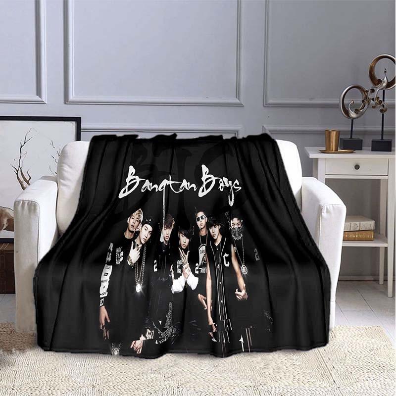 BTS Kpop Deken Plaid Kpop Cadeau Flanellen Deken voor Tienermeisjes Volwassenen Warm Pluche Plaid voor Bed Bank Sofa