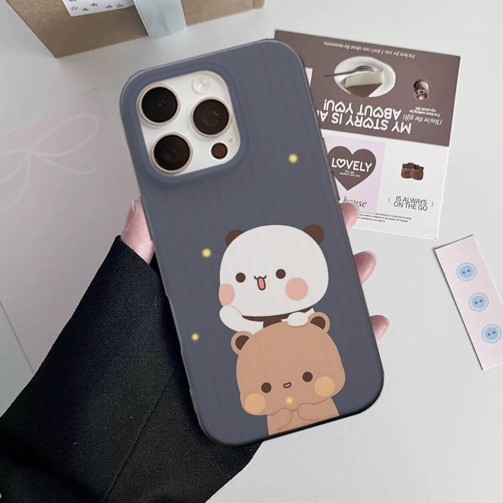 BUBU DUDU Cartoon For IPhone 17 16 15 11 12 13 14 Pro Max Plus Pro Corrugated Translucent Back Phone Cover