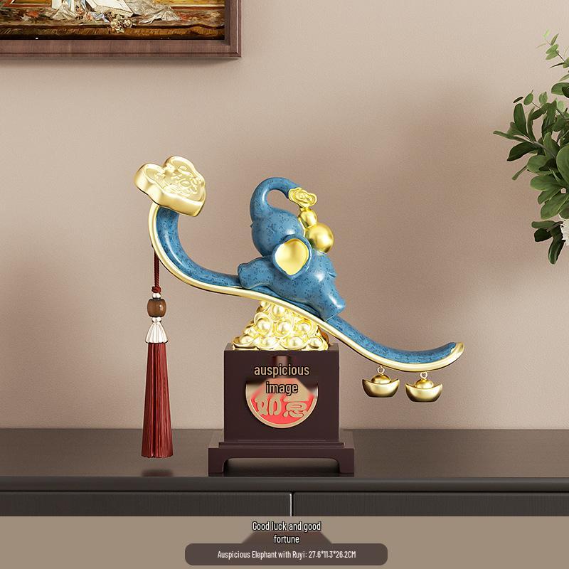 

Ruyi Persimmon Elephant Ornament: New Chinese Style Decor for Living Room, Office, or Housewarming Gift