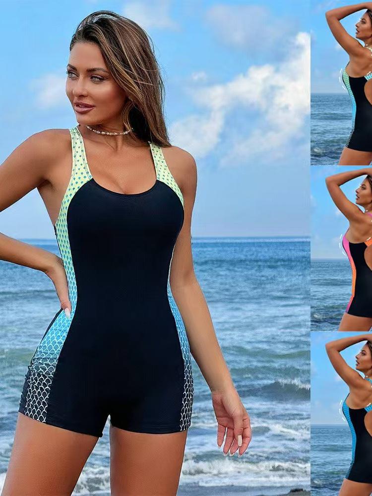 European & American Women s Racing Swimsuit - Sporty, Slimming, Conservative Boyshort One-Piece Small