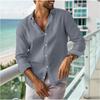 Men's Summer Shirt Button-down Shirt Long-sleeved Plain-coloured Collared Shirt Spring/Summer Casual Everyday Wear