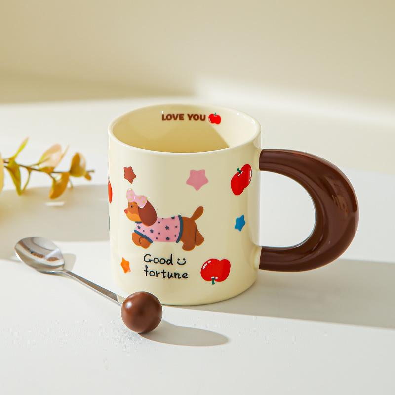 Dachshund Mug Girl Cute Household Drinking Cup New Coffee Breakfast Cup Couple Ceramic Cup