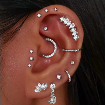 Nerezový kroužek do ucha pro ženy Zirkon CZ Piercing do chrupavky Helix Daith Conch Tragus Rook Lalůček Náušnice Šperk