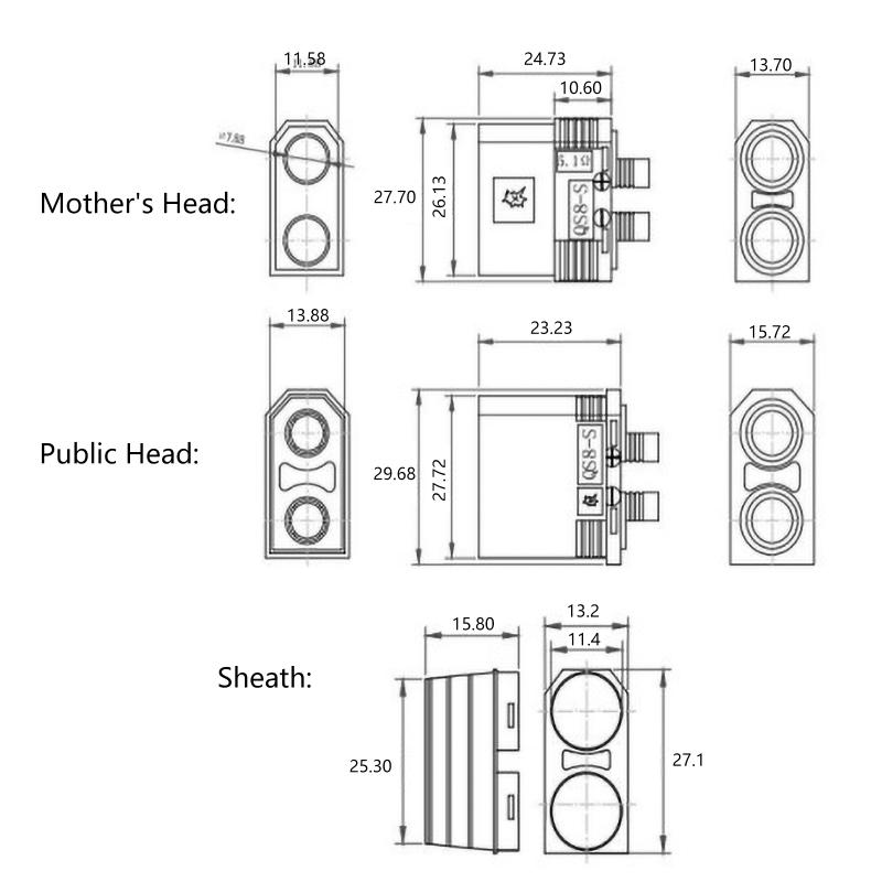 1/2Pcs 110A High Current Qs8-S Male And Female Plug Anti Sparking Electric Vehicle Drone Battery Interface Connector