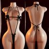 Women Adult Black Hollow Bra Set Costumes Sex Bodysuit Sexy Baby Doll Dress Deep V Open Bra Bow Hot Sexy Crotchless Lingerie