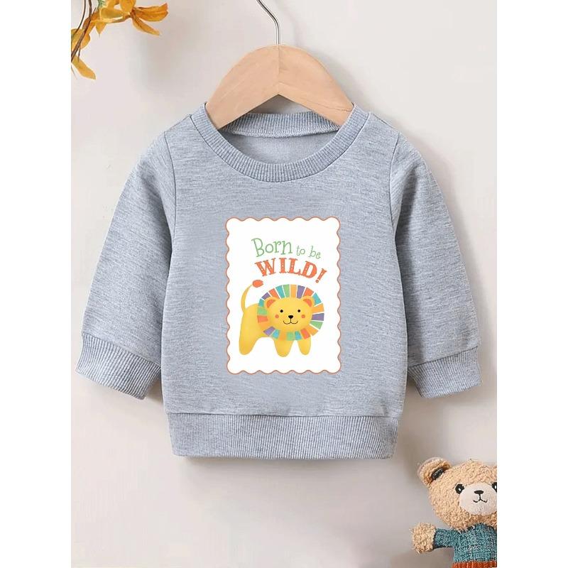 European Size Cute Print Pattern 0-3 Years Old Baby s Comfortable Spring Thin Round Neck Sweatshirt Suitable for Outdoor Wear