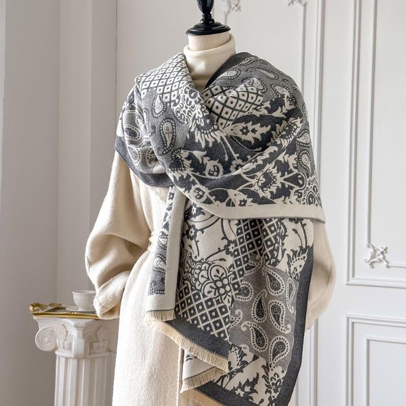 Dual-purpose Imitation Cashmere Scarf, Air-conditioned Room Warm, Cashew Texture Fashion Shawl, Autumn and Winter Thickened Warm Scarf