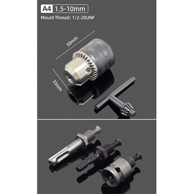 1/2"-20UNF Drill Chuck 2-13MM/1.5-10MM Quick Change 1/4" Hex Shank/SDS /1/2" Square Socket Adapter For Wrench Conversion Tools