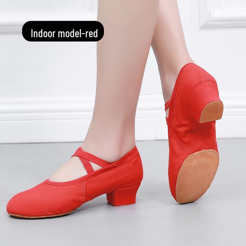 Women's Non-Slip Black High Heel Dance Shoes for Ballet and Square Dance