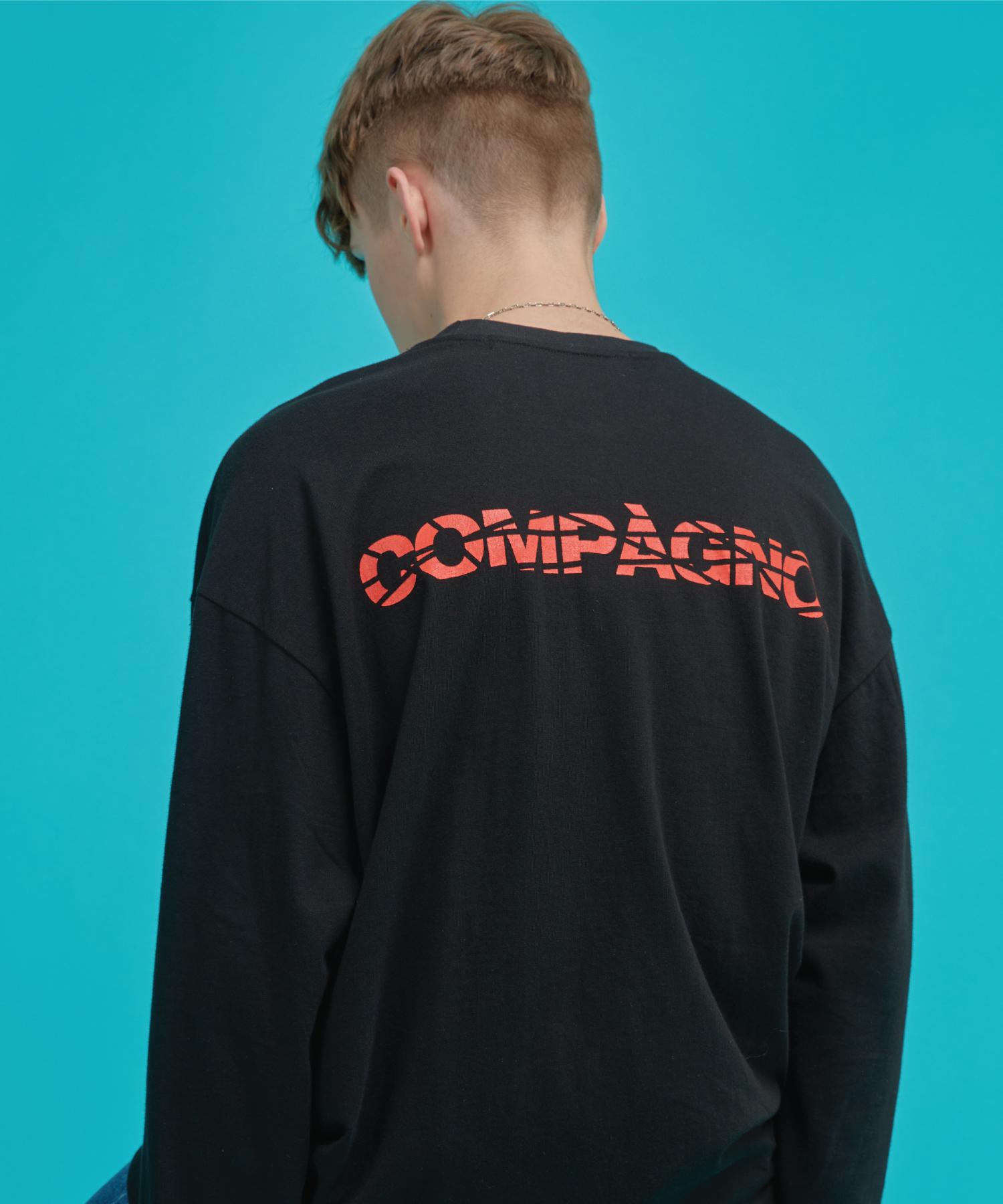 Compagno Long Sleeve Heavy Oversized Scratch Logo R Black Black/M