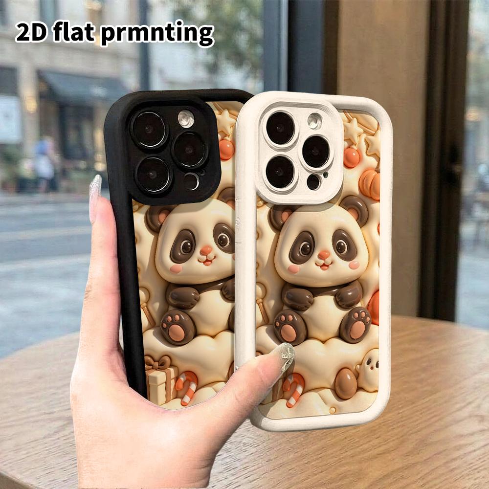 Phone case: 2D flat, suitable for iPhone 18 17 16 15 14 13 Pro protective case, Christmas panda, perfect holiday gift for Christmas and Halloween