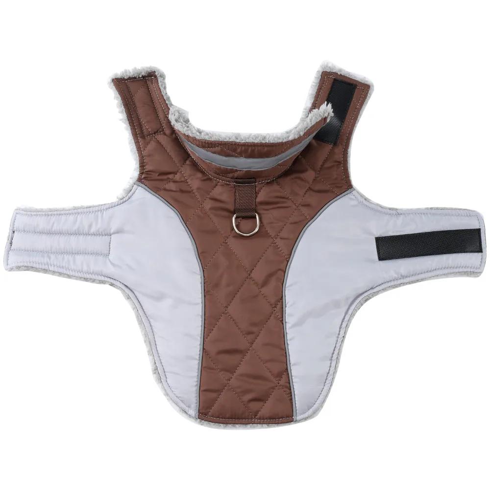 

Waterproof Pet Clothes Winter Reflective Outdoor Puppy Apparel Fleece High Neck Jacket Coat With D-ring For Large Dogs Labradors 2XL коричневый