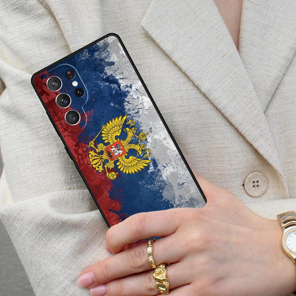 Russia Flag Coat Arms Cell Phone Case for Samsung Galaxy S26 Ultra S25 S24 S23 S22 S21 S20 Note10 Cover