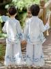 Kids' Chinese Hanfu Costume: Boys' Spring/Summer Long-Sleeve & Girls' Tang Suit Performance Set