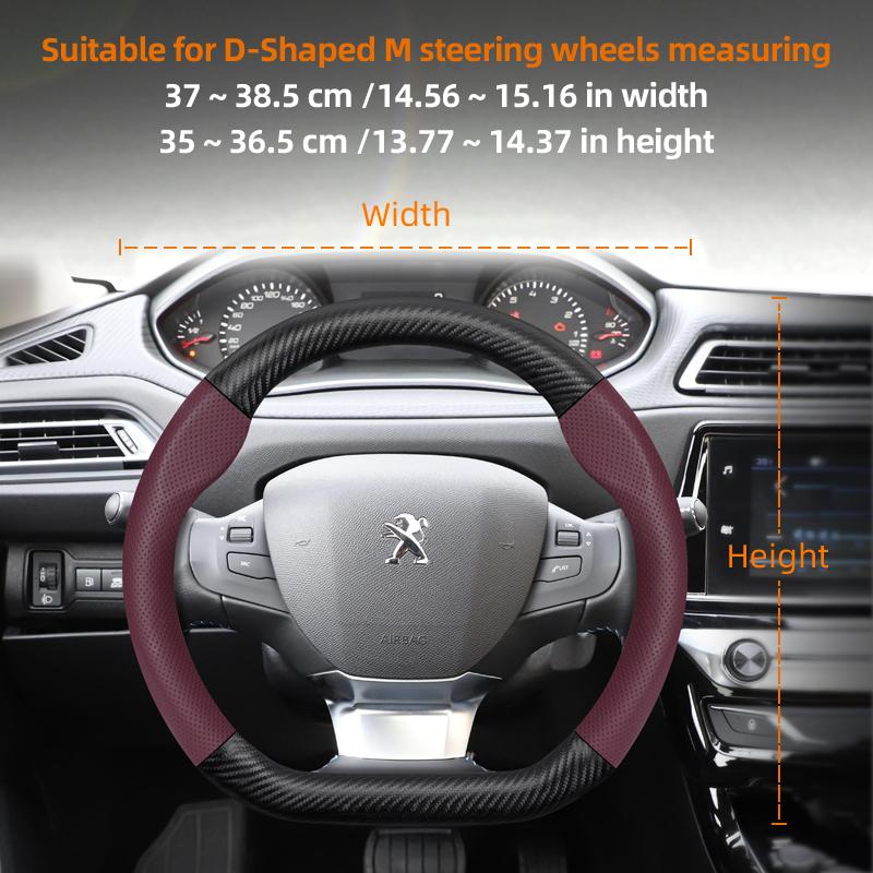 Zkfan8 Geeignet für Peugeot Atmungsaktives Leder Mattes Kohlefaser-Textur Lenkradabdeckung Geeignet für 206 208 3008 308 207