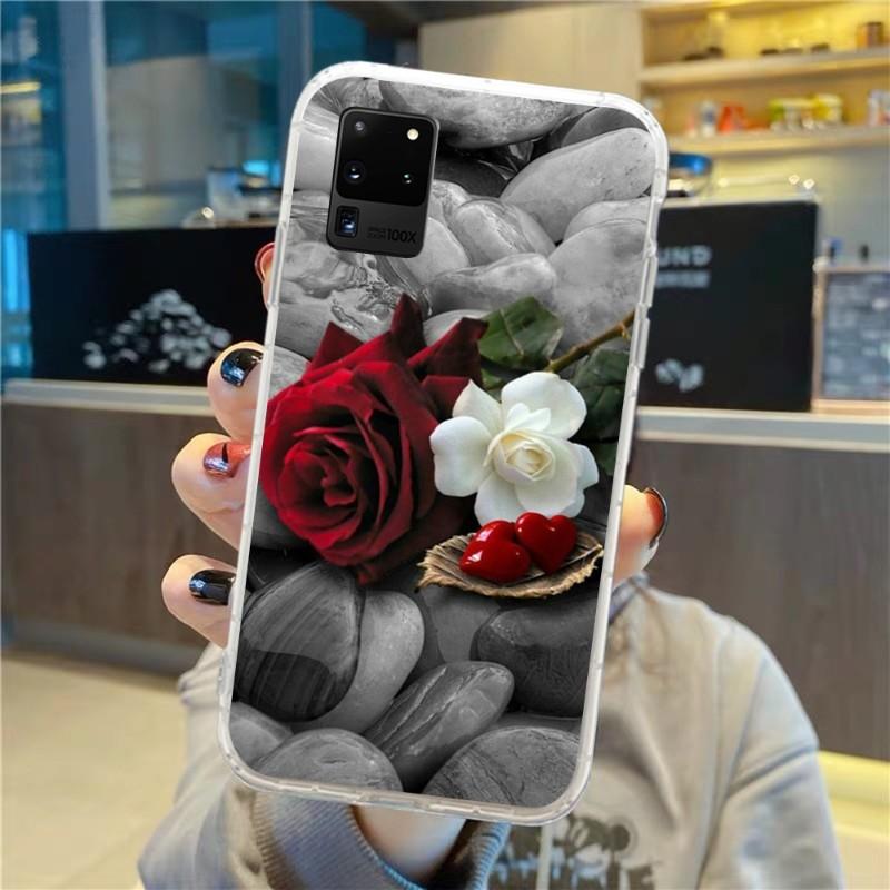 Blume Rote Rose Blume Handyhülle Für Samsung Galaxy S10 S21 S22 Plus Ultra A91 A51 A21S A12 Transparente Handyhülle