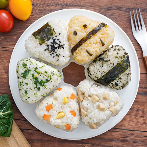 SINCA Polypropylen Onigiri-former, 6-hulroms Onigiri-form, Risball-lager for risballer (I samsvar med matvarehygieneloven), Risballmaskin, Onigirazu P