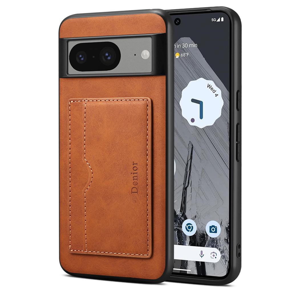 DENIOR For Google Pixel 8 Case Retro Leather+TPU+PC Card Holder Phone Cover