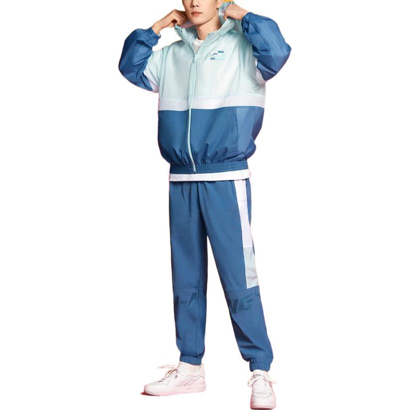 Li Ning Color Block Long Pants Men Bottoms Eggshell-Blue AYKS309-4