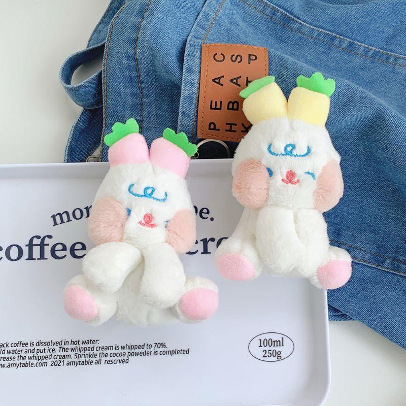 Ins Style Cartoon Plush Radish Rabbit Doll Mini Machine Doll School Bag Pendant Keychain Girl Heart Doll