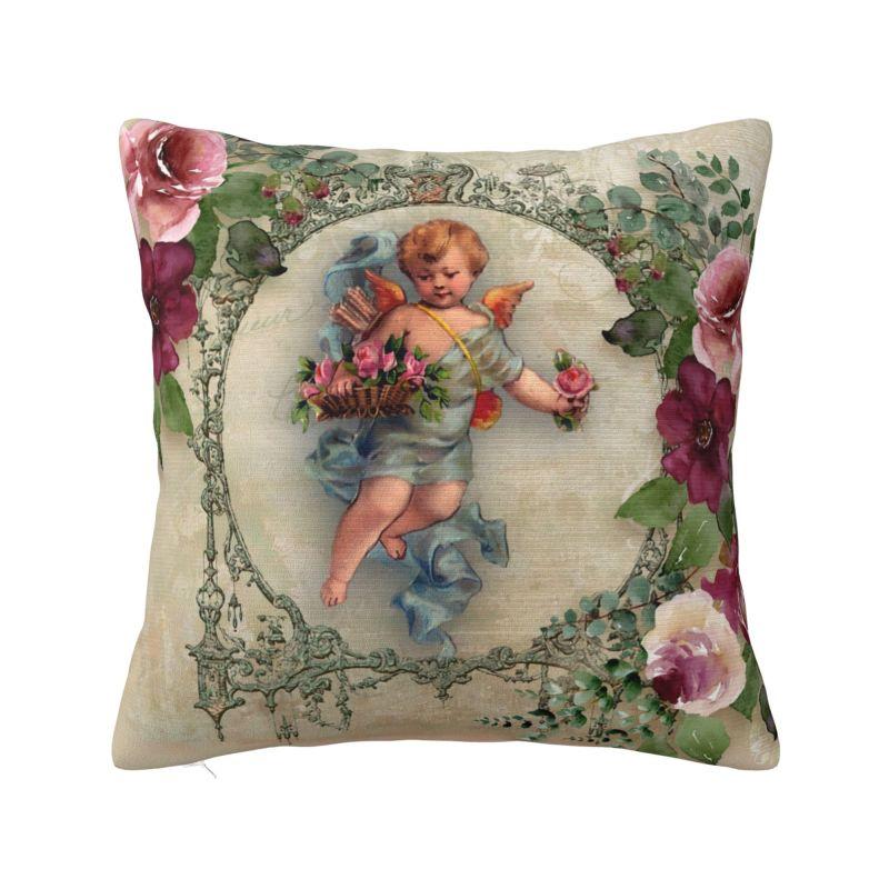 Custom Vintage Rose Victorian Angel Pillow Covers Home Decoration Luxury Cushion Cover Square Pillowcase
