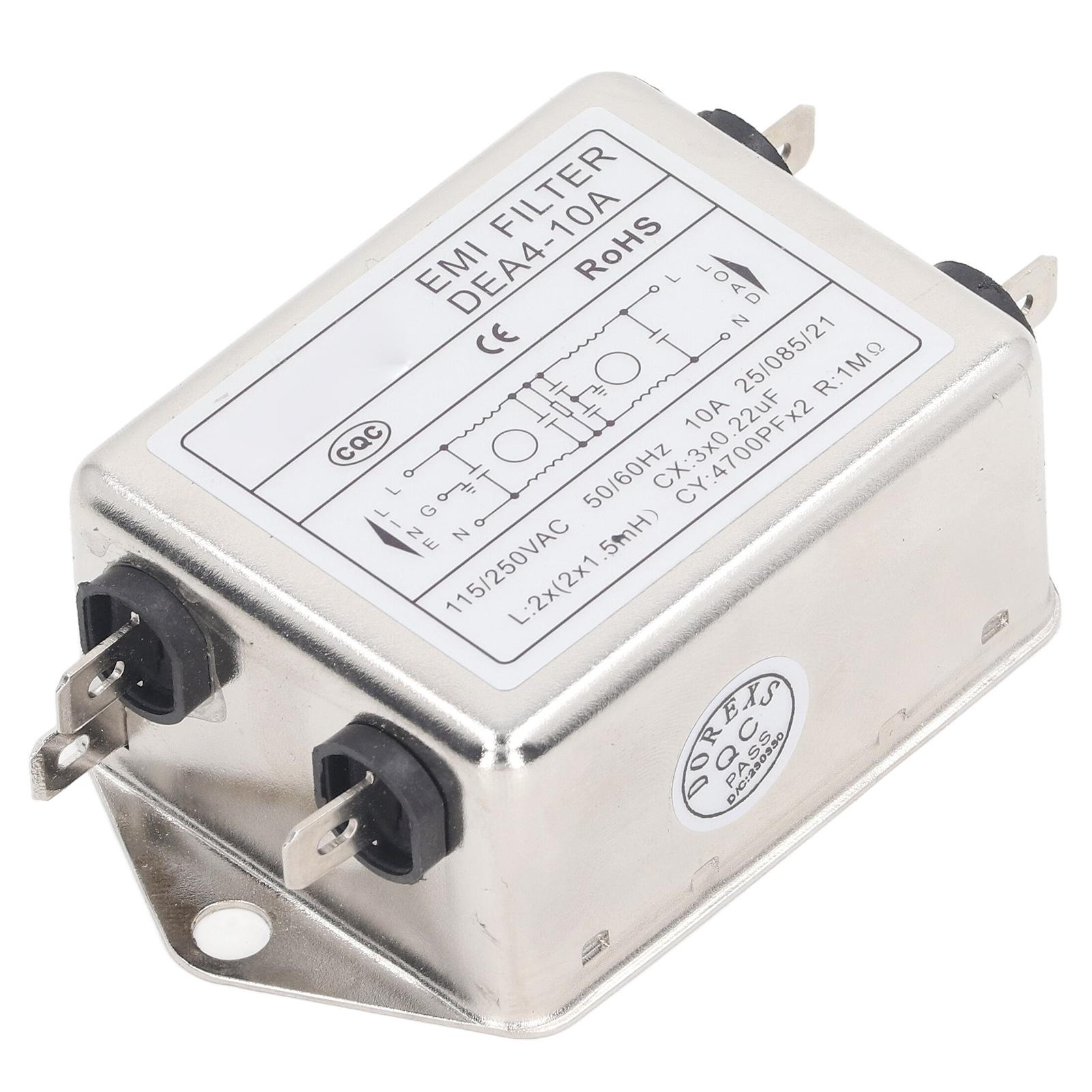 

Мережевий EMI-фільтр придушувач перешкод однофазний AC аудіоочисник AC115V250V 5060Hz 10A чіпового типу