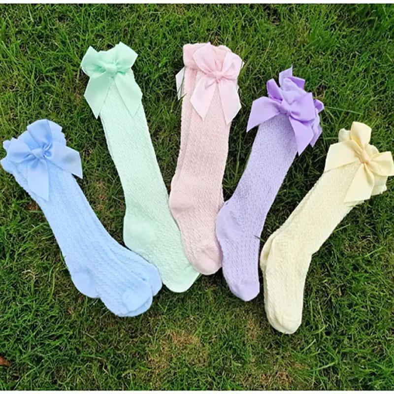 0-3T Newborn Baby Girl Bowknot Middle Tube Socks Bow Knee High Long Cotton Lace Baby Socks Comfortable Children Princess socks