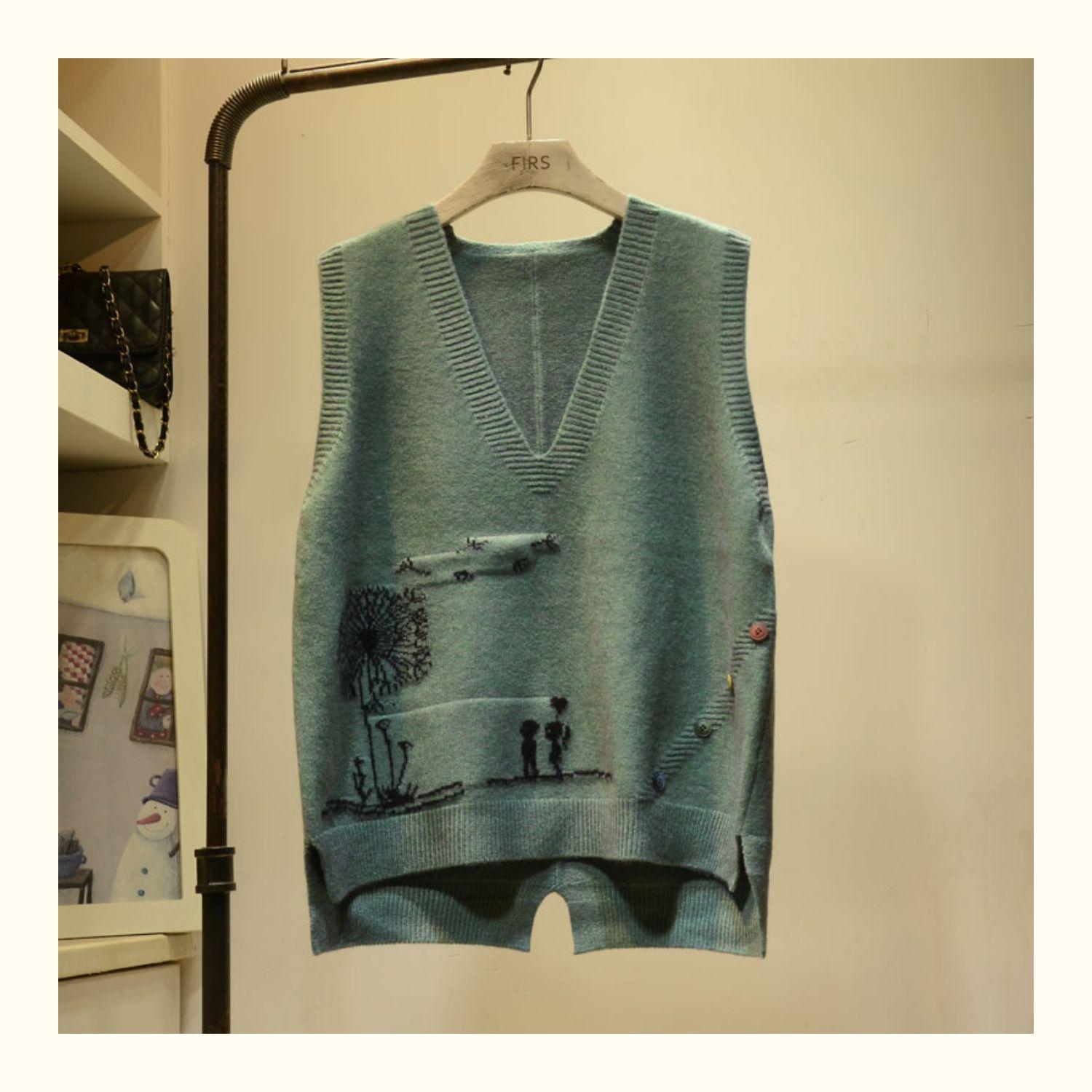 

Женский трикотажный жилет с V-образным вырезом, повседневный свободный свитер без рукавов, женский жилет 3XL зелёный