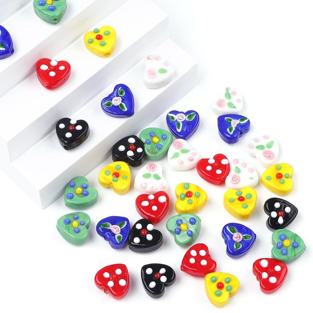 Hand Fired Love with Colored Glass Beads for DIY Jewelry Craft 1 Pc