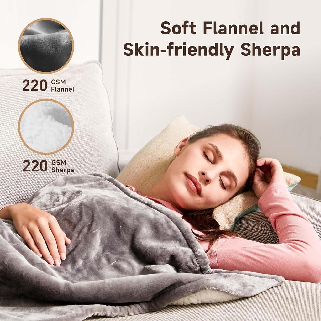 Heated Blanket Electric Throw Blanket- 50''x60'' Heating Blanket Throw 4 Hours Auto-Off & 4 Heating Levels Over-Heat Protection, Machine Washable