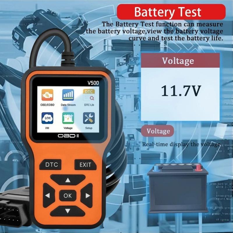 Skaner diagnostyczny OBD2 do pojazdów czytnik kodów, tester napięcia samochodowego skaner kodów usterek silnika, tester obciążenia V500 diagn