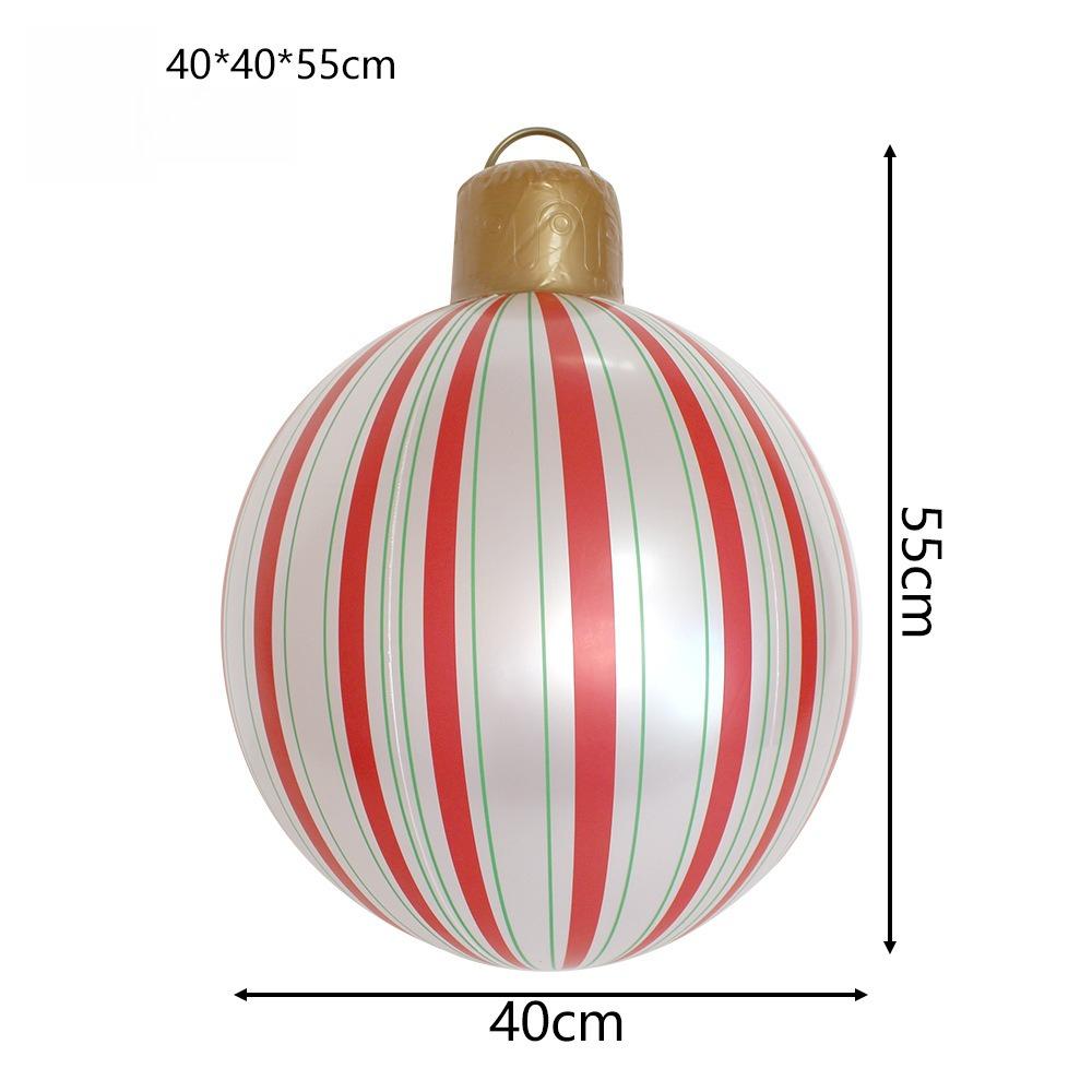 

2025 New Colorful Inflatable Christmas Ball Pearlescent Striped Christmas Holiday Decoration Balls Festive Party Supplies 40x55cm червоний