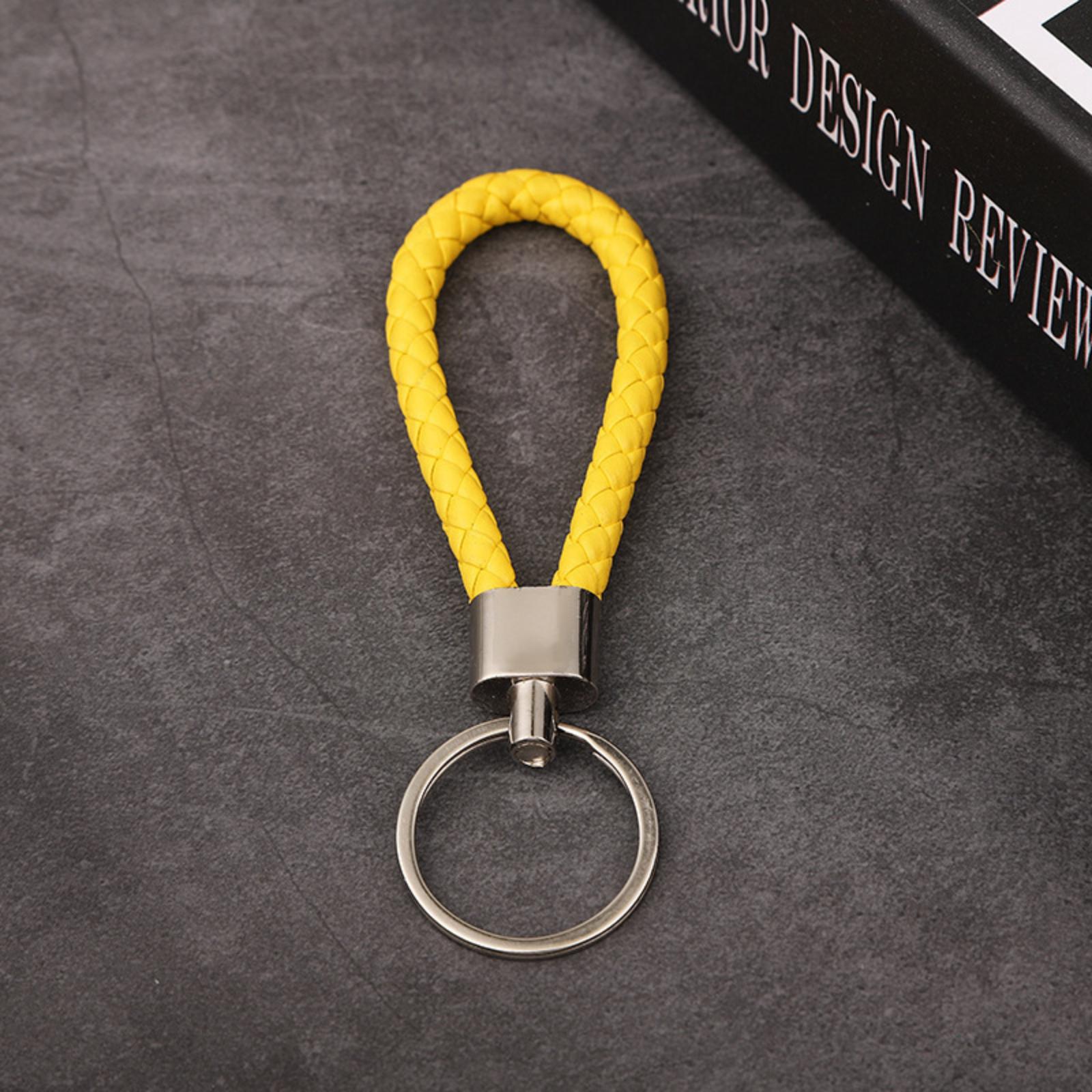 

Braided Faux Leather Keychain Loop with Metal Keyring for Car Keys House Keys and Bag Accessories Durable Handwoven Design One Size
