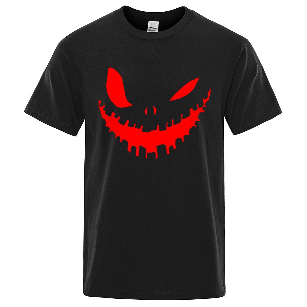 Terrifying Cartoon Demon Smile Print Clothing Men Women High Quality T-Shirt Summer Cotton T-Shirts Oversized Loose Tops Couple